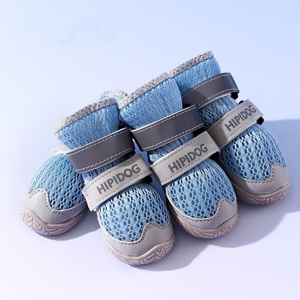 4PCS Dog Shoes For Large Small Medium Dogs,Dog Boots With Reflective Rugged Anti-Slip Sole And Skid-Proof,Breathable Dog Boots For Summer, Paw Protector For Outdoor Walking
