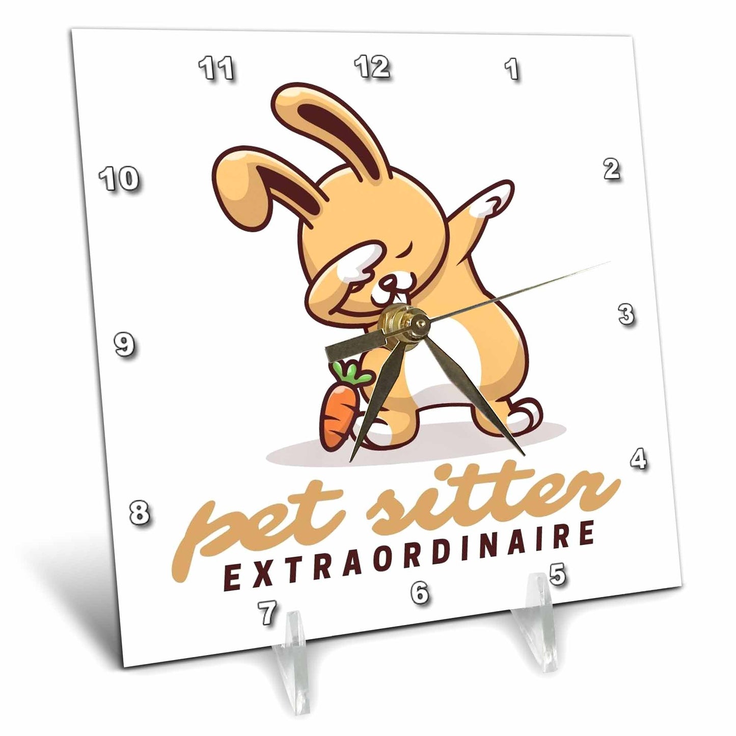 3dRose Rosette - Pet Lover - Rabbit Pet Sitter Extraorinaire - Desk Clocks (dc-366104)