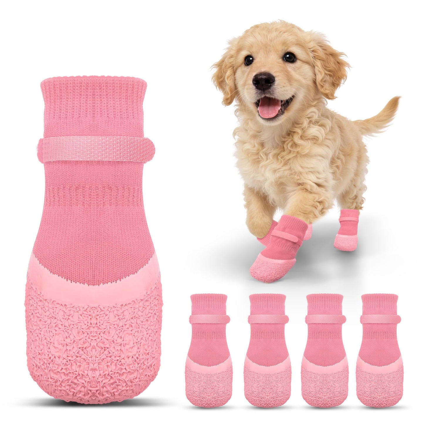 Anti Slip Dog Socks For Hardwood Floors To Prevent Licking Paws, Dog Shoes For Hot Pavement Double Sides Dog Boots & Paw Protectors Booties -4Pcs