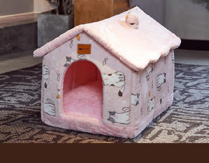 Foldable Enclosed Pet Cave House — 13 Designs, S/M/L, Self-Warming