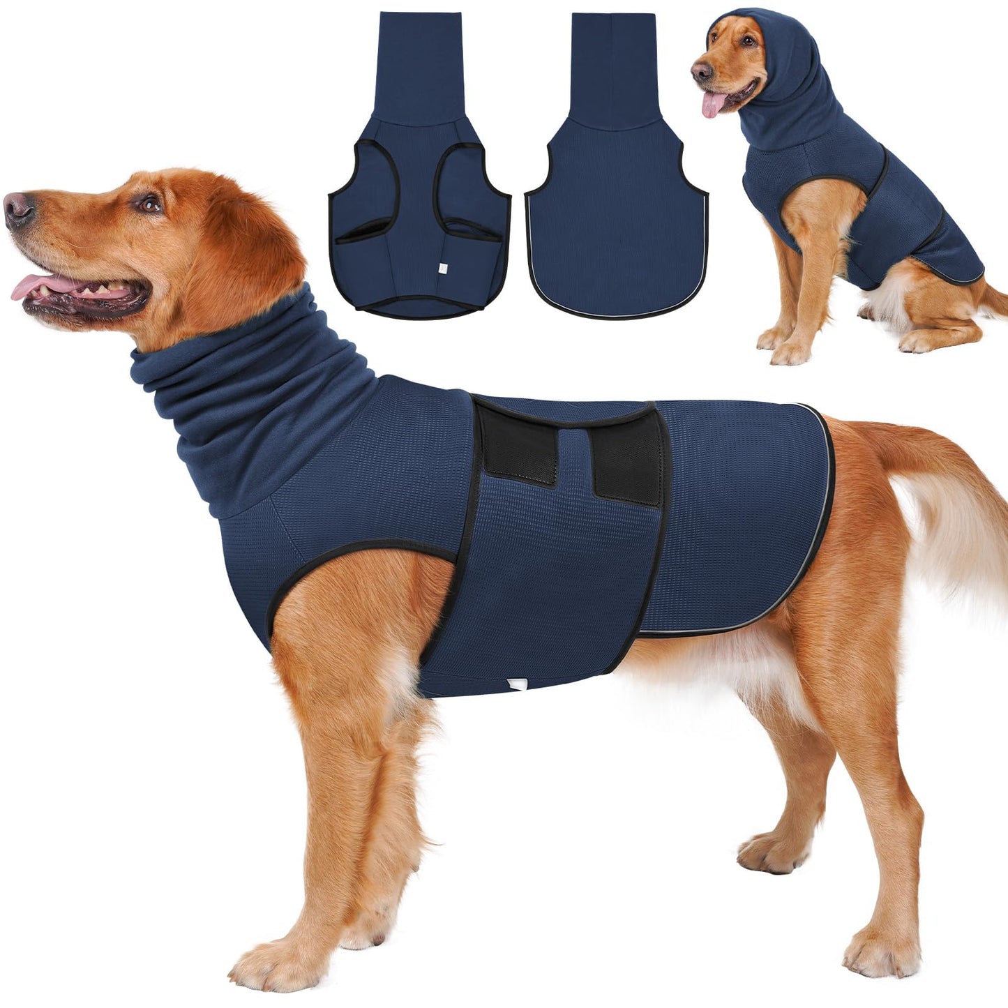 2-in-1 Dog Anxiety Vest With Hood, Soft Dog Calming Shirt With Stretchy Ear Head Cover For Stress Relief, Breathable Shirt Jacket For Thunderstorms, Separation & Vet Visits