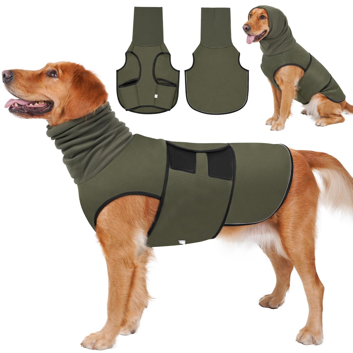 2-in-1 Dog Anxiety Vest With Hood, Soft Dog Calming Shirt With Stretchy Ear Head Cover For Stress Relief, Breathable Shirt Jacket For Thunderstorms, Separation & Vet Visits