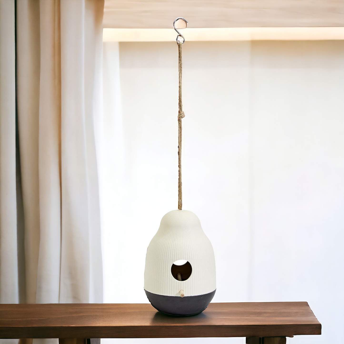 Cocoon Bird Feeder Resin Hanging Modern Garden Feeder Weatherproof Easy Clean