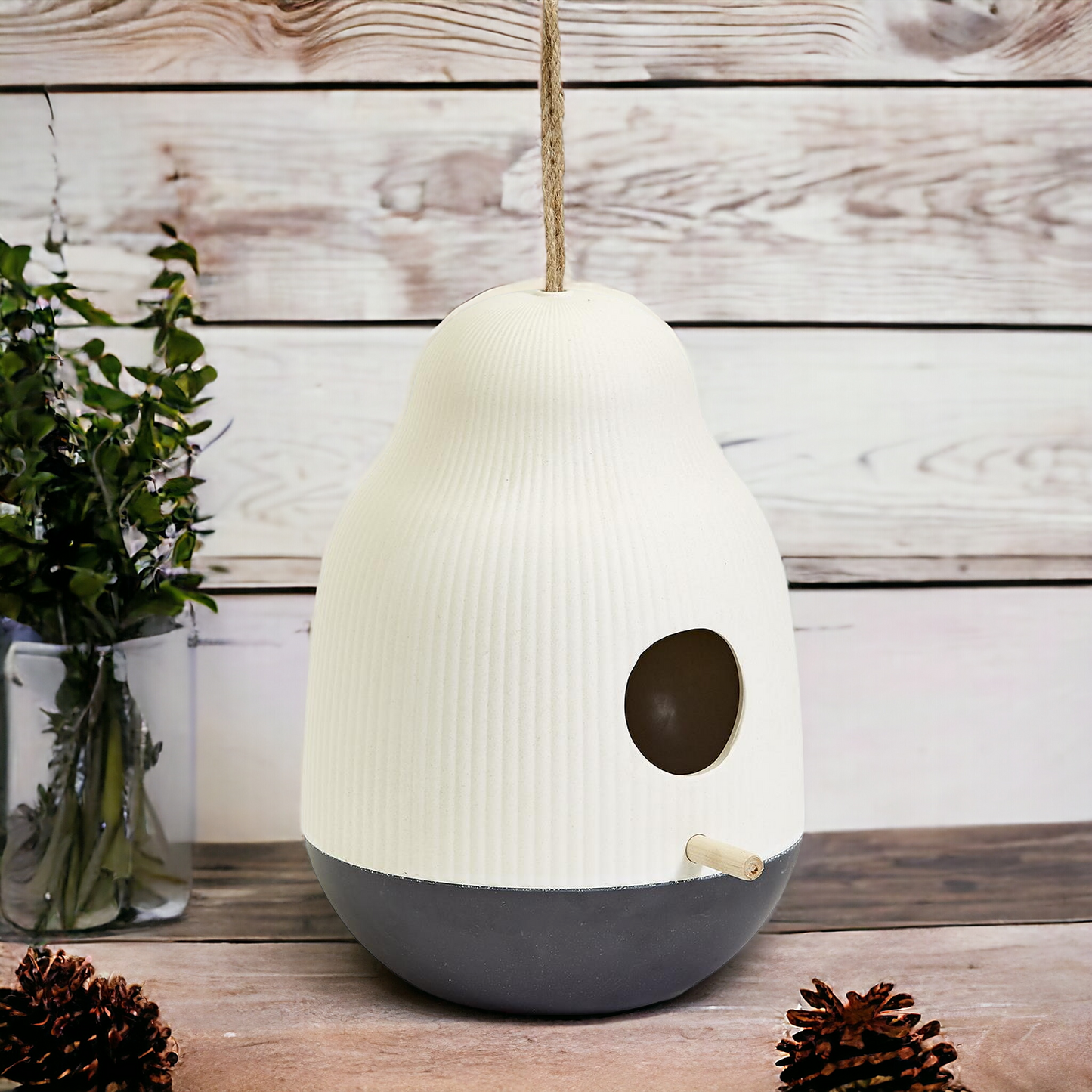 Cocoon Bird Feeder Resin Hanging Modern Garden Feeder Weatherproof Easy Clean