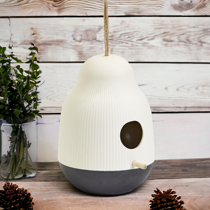 Cocoon Bird Feeder Resin Hanging Modern Garden Feeder Weatherproof Easy Clean