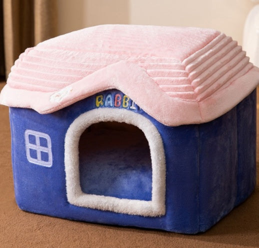 Foldable Enclosed Pet Cave House — 13 Designs, S/M/L, Self-Warming