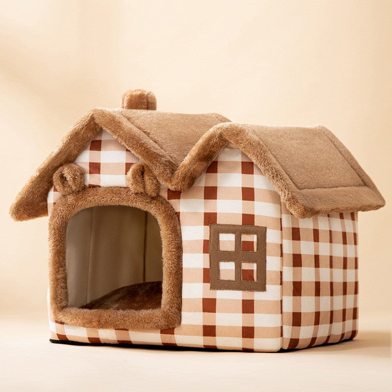 Foldable Enclosed Pet Cave House — 13 Designs, S/M/L, Self-Warming