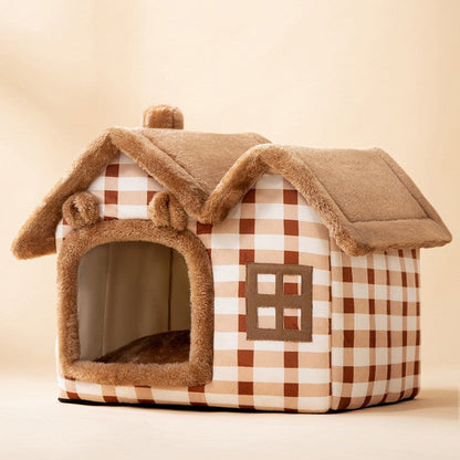 Foldable Enclosed Pet Cave House — 13 Designs, S/M/L, Self-Warming