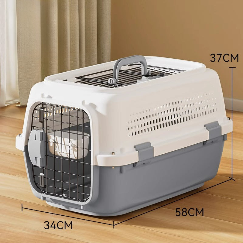 Sided Pet Carrier For Small Dogs & Cats, Airline Approved Travel Crate With Enhanced Security Latches, Front & Top Load Wire Door, Food Bowl For Traveling, Hiking, Camping