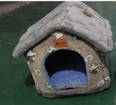 Foldable Enclosed Pet Cave House — 13 Designs, S/M/L, Self-Warming