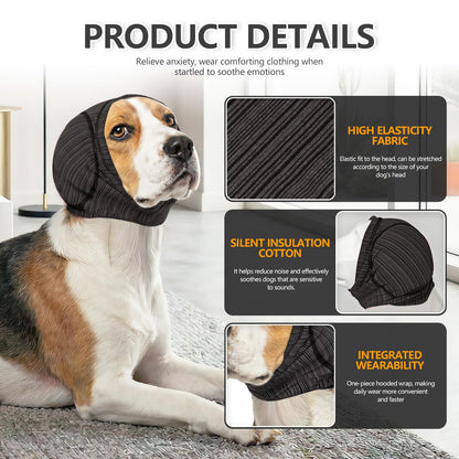 Soft Dog Ear Cover For Loud Noises,Thunderstorm&Fireworks-Dog Ear Wrap Hematoma For Ears Surgery Recovery Prevent Shaking, Scratching-Dogs Head Cover For Bathing, Grooming, Rainy Walks,Swimming