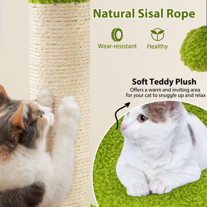 Cute Cat Tree for Adult Cats Multi-level Kitty Tower-Green