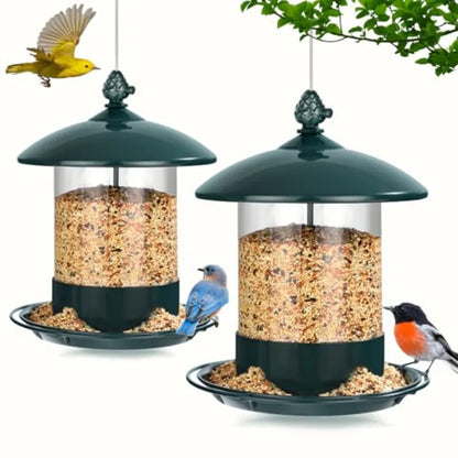 Metal Bird Feeders Outdoor Hanging Weather Resistant 360 Degree Tray