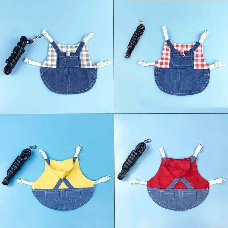 Walking Small Animals Pet Harness for Chinchillas Rabbits Denim Bunny Guinea Pig Rabbit Holland Lops Leash mascotas Accessories