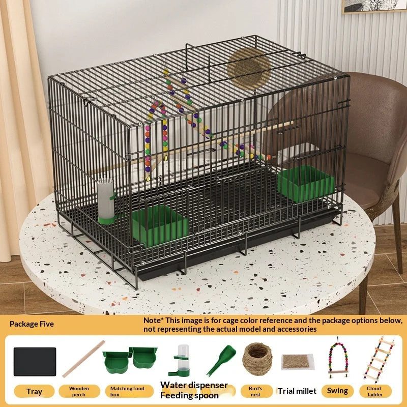 Large Parrot Bird Cage Multi Level Double Deck Luxury Spacious Removable Tray Easy Clean Indoor Outdoor Cockatiel Budgie
