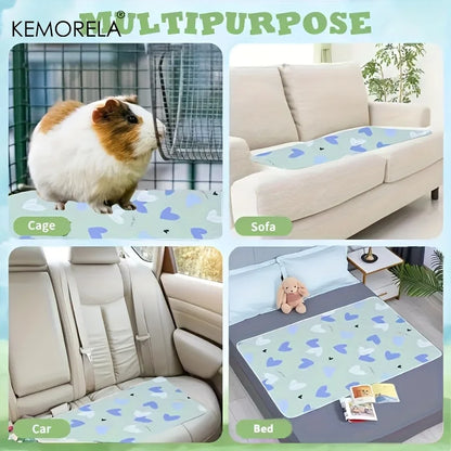 KEMORELA 1PC Washable Guinea Pig & Hamster Cage Mat - Super Absorbent Non-Slip Pet Bedding 31"x47" for Rabbits & Small Animals
