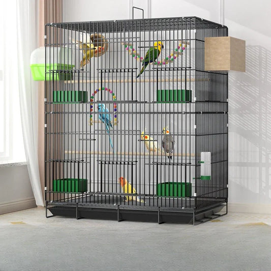 Large Parrot Bird Cage Multi Level Double Deck Luxury Spacious Removable Tray Easy Clean Indoor Outdoor Cockatiel Budgie