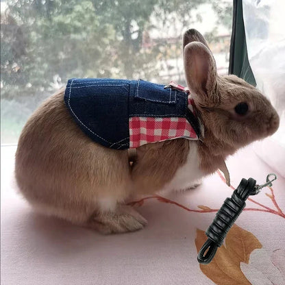 Walking Small Animals Pet Harness for Chinchillas Rabbits Denim Bunny Guinea Pig Rabbit Holland Lops Leash mascotas Accessories
