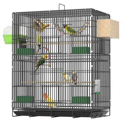 Large Parrot Bird Cage Multi Level Double Deck Luxury Spacious Removable Tray Easy Clean Indoor Outdoor Cockatiel Budgie