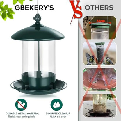 Metal Bird Feeders Outdoor Hanging Weather Resistant 360 Degree Tray