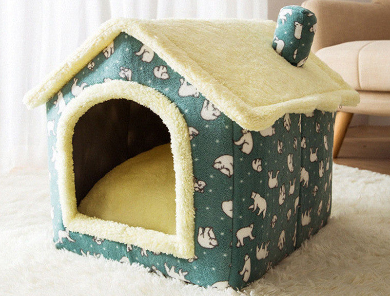 Foldable Enclosed Pet Cave House — 13 Designs, S/M/L, Self-Warming