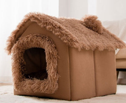 Foldable Enclosed Pet Cave House — 13 Designs, S/M/L, Self-Warming