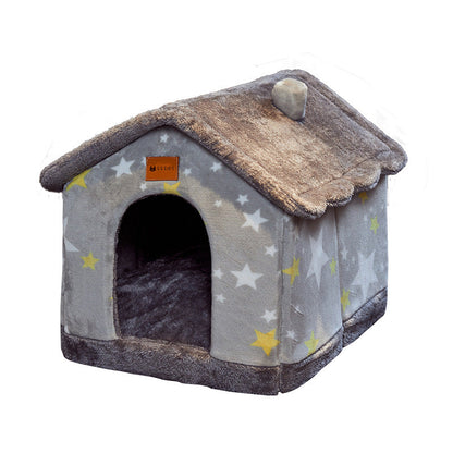 Foldable Enclosed Pet Cave House — 13 Designs, S/M/L, Self-Warming