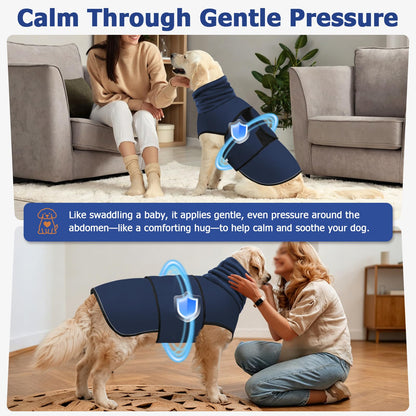 2-in-1 Dog Anxiety Vest With Hood, Soft Dog Calming Shirt With Stretchy Ear Head Cover For Stress Relief, Breathable Shirt Jacket For Thunderstorms, Separation & Vet Visits