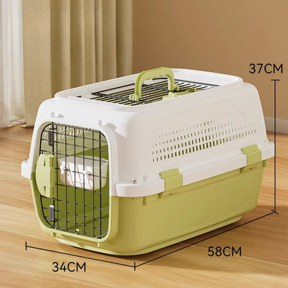 Sided Pet Carrier For Small Dogs & Cats, Airline Approved Travel Crate With Enhanced Security Latches, Front & Top Load Wire Door, Food Bowl For Traveling, Hiking, Camping