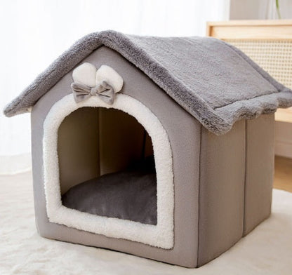 Foldable Enclosed Pet Cave House — 13 Designs, S/M/L, Self-Warming