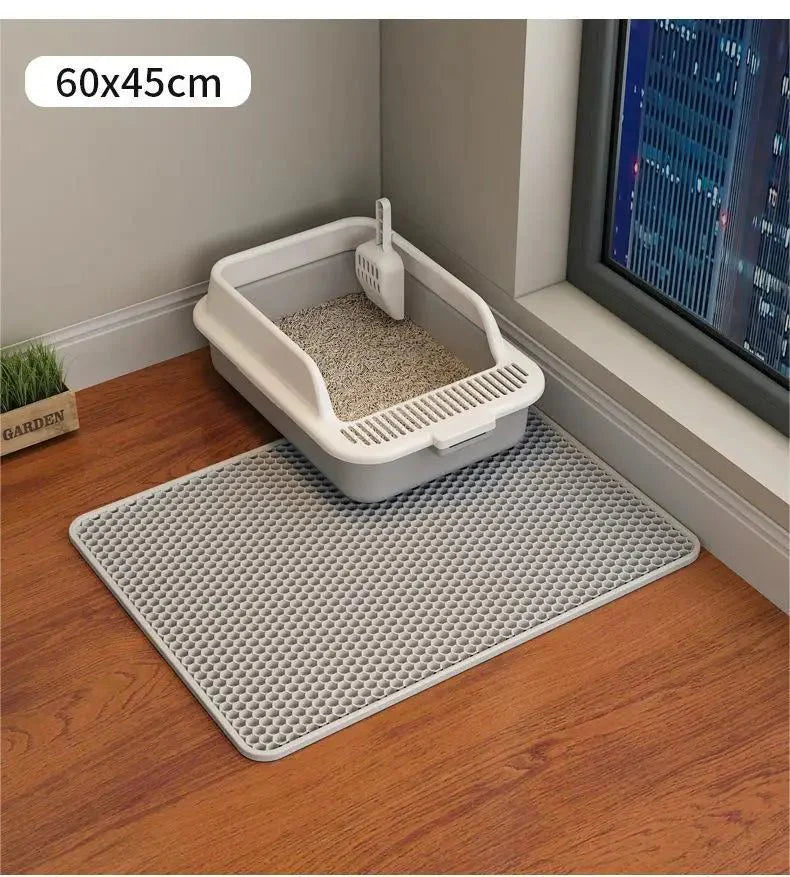 Large Cat Litter Mat | Double Layer Waterproof Honeycomb Design with EVA Foam